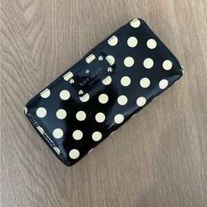 Kate Spade Black and Cream Polka Dot Clutch
